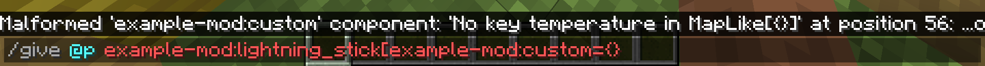 Give-Befehl, der den fehlenden Schlüssel "temperature" zeigt