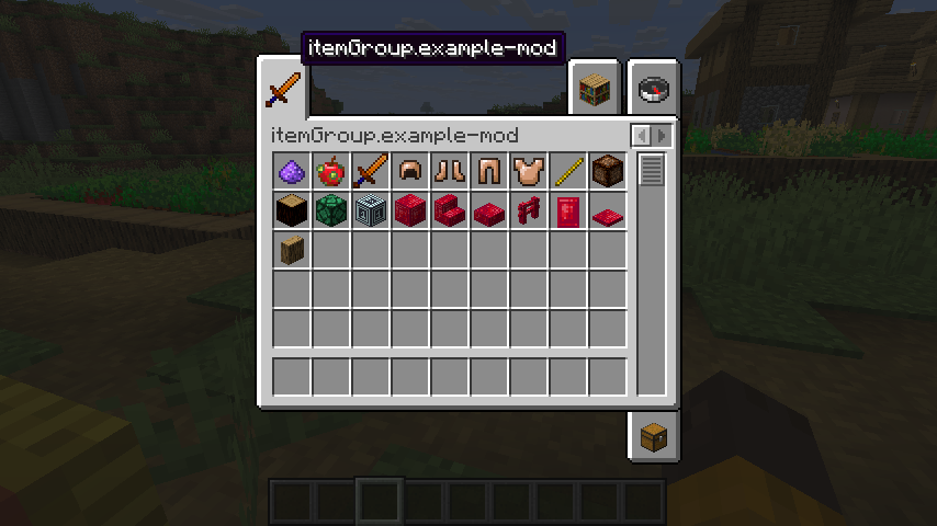 Вкладка предметов без перевода в творческом инвентаре