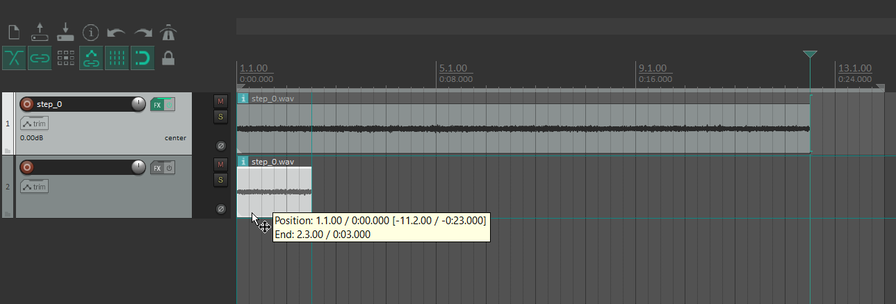Tagliare il fondo e muoverlo ad una nuova traccia